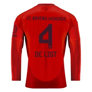 FC Bayern München Matthijs de Ligt #4 Thuisshirt 2024-2025 Voetbalshirts Lange Mouwen