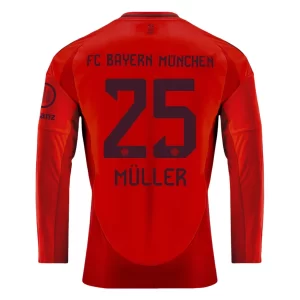 FC Bayern München Thomas Muller #25 Thuisshirt 2024-2025 Voetbalshirts Lange Mouwen