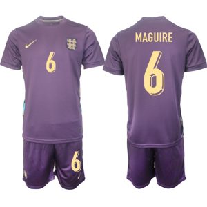 Goedkope Engeland Harry Maguire #6 Uitshirt EK 2024 Voetbalshirts 2024/25 Korte Mouw (+ Korte broeken) Kopen