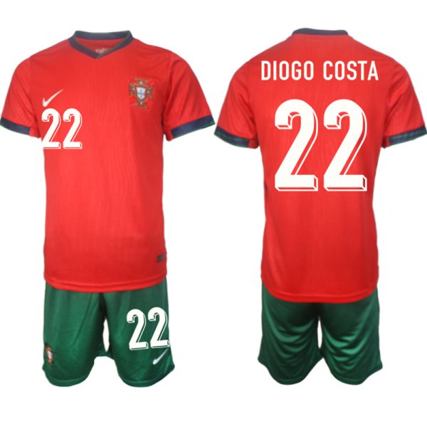 Goedkope Portugal Diogo Costa #22 Thuisshirt EK 2024 Voetbalshirts 2024/25 Korte Mouw (+ Korte broeken) Kopen