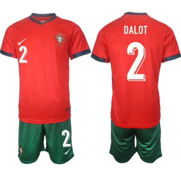 Goedkope Portugal Diogo Dalot #2 Thuisshirt EK 2024 Voetbalshirts 2024/25 Korte Mouw (+ Korte broeken) Kopen