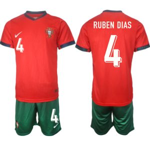 Goedkope Portugal Ruben Dias #4 Thuisshirt EK 2024 Voetbalshirts 2024/25 Korte Mouw (+ Korte broeken) Kopen