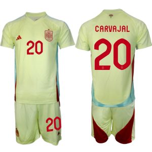 Goedkope Spanje Daniel Carvajal #20 Uitshirt EK 2024 Voetbalshirts 2024/25 Korte Mouw (+ Korte broeken) Kopen