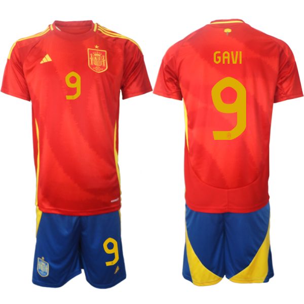 Goedkope Spanje Gavi #9 Thuisshirt EK 2024 Voetbalshirts 2024/25 Korte Mouw (+ Korte broeken) Kopen