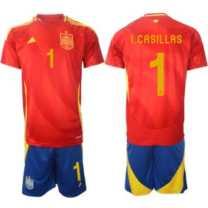 Goedkope Spanje Iker Casillas #1 Thuisshirt EK 2024 Voetbalshirts 2024/25 Korte Mouw (+ Korte broeken) Kopen