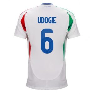 Italië Destiny Udogie #6 Uitshirt EK 2024 Voetbalshirts Korte Mouw