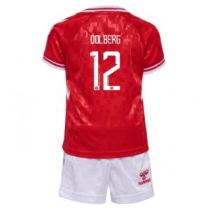 Kids Denemarken Kasper Dolberg #12 Thuisshirt EK 2024 Voetbalshirts Korte Mouw (+ Korte broeken)