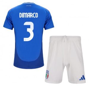 Kids Italië Federico Dimarco #3 Thuisshirt EK 2024 Voetbalshirts Korte Mouw (+ Korte broeken)